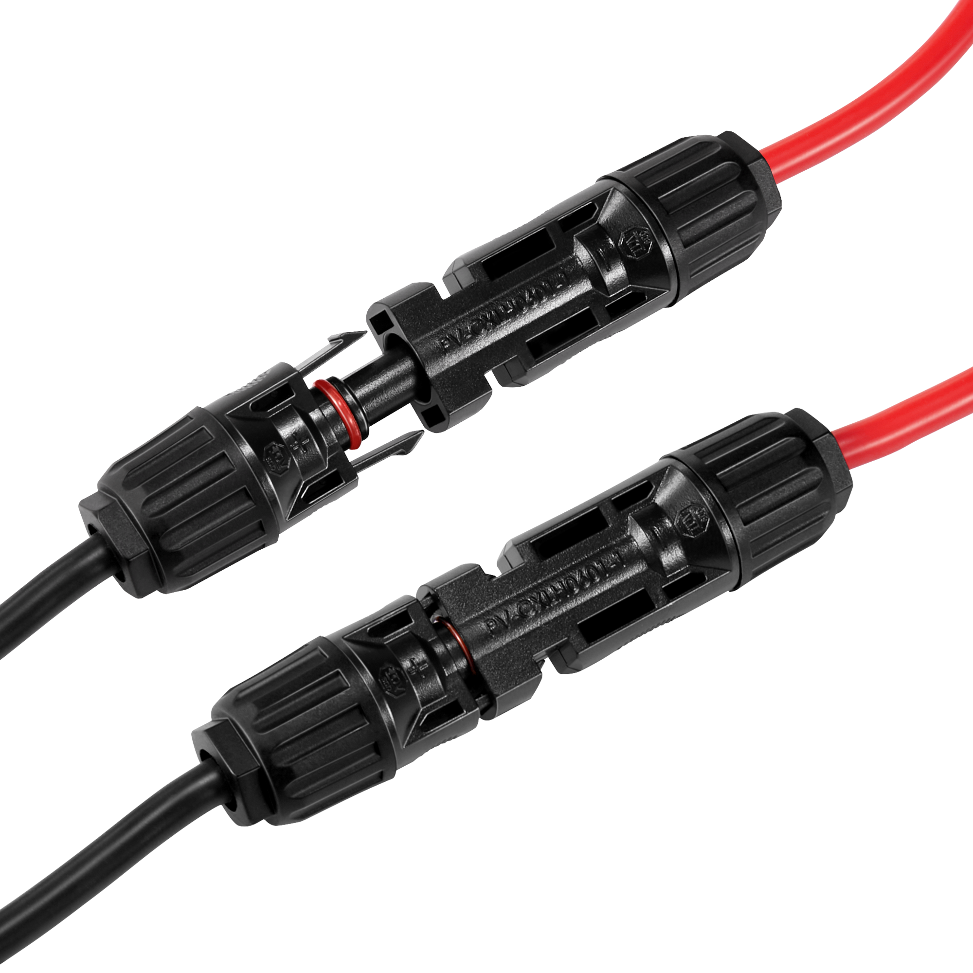 Rich Solar solar connector close-up showing black quick-connect solar connector housings