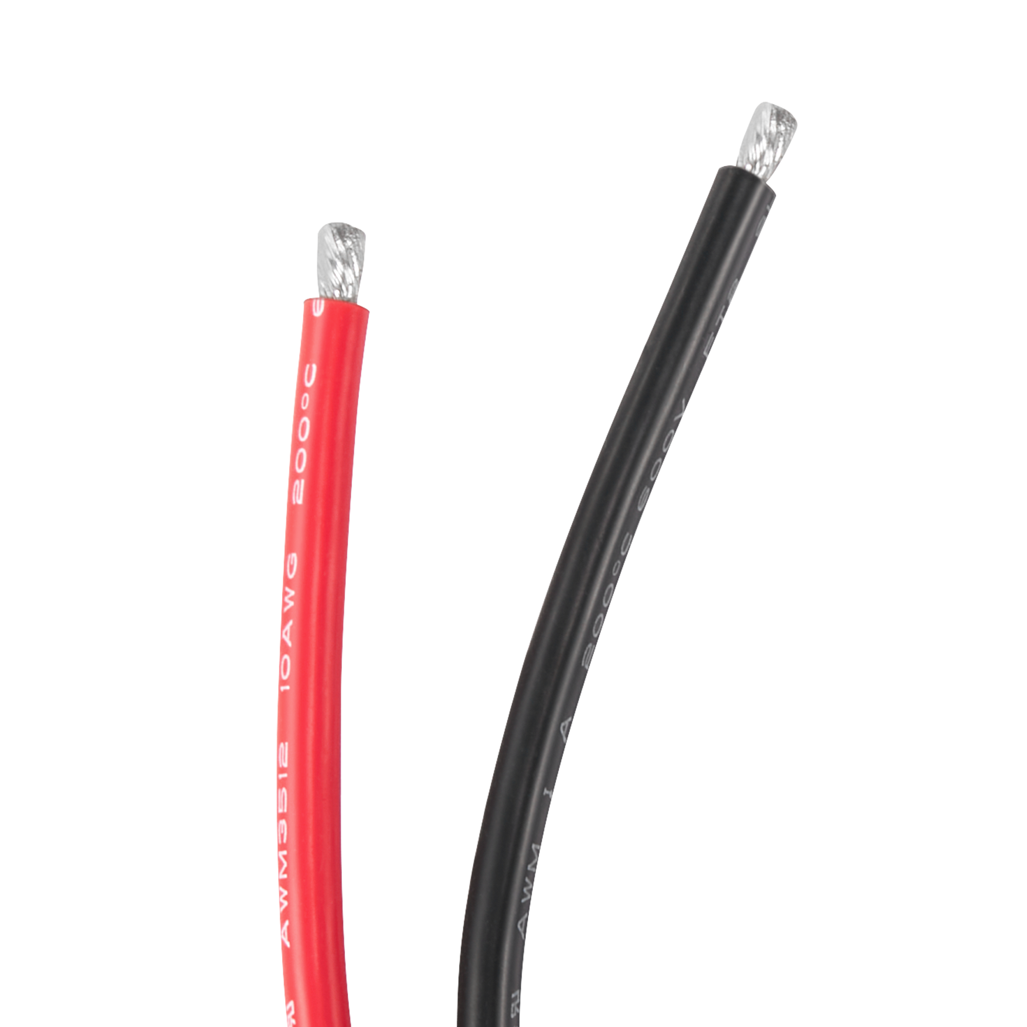 Rich Solar RS-M2S red and black 10AWG tinned copper wire close-up
