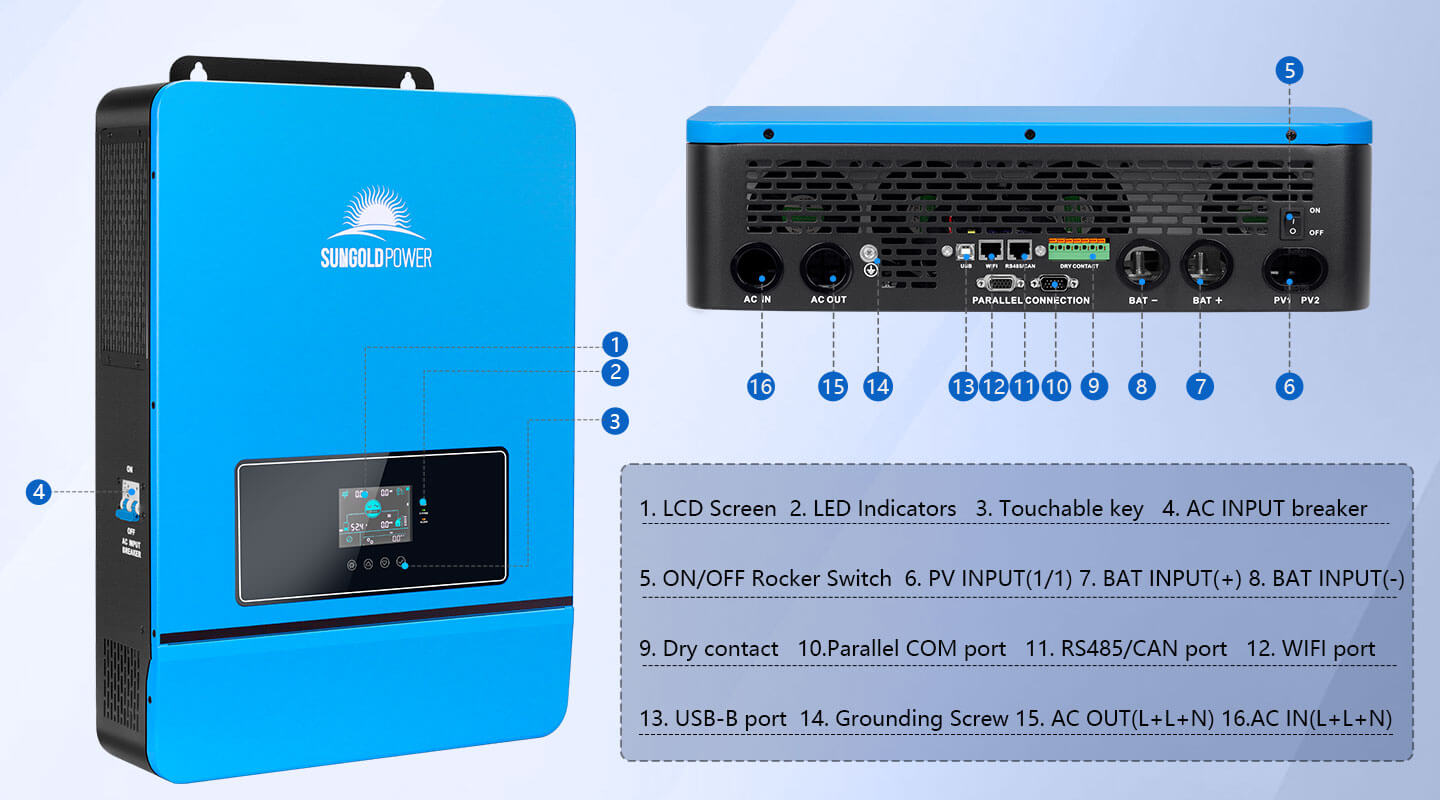 10KW 48V Split Phase Solar Inverter AC input 120V/240V AC output 120V/240V