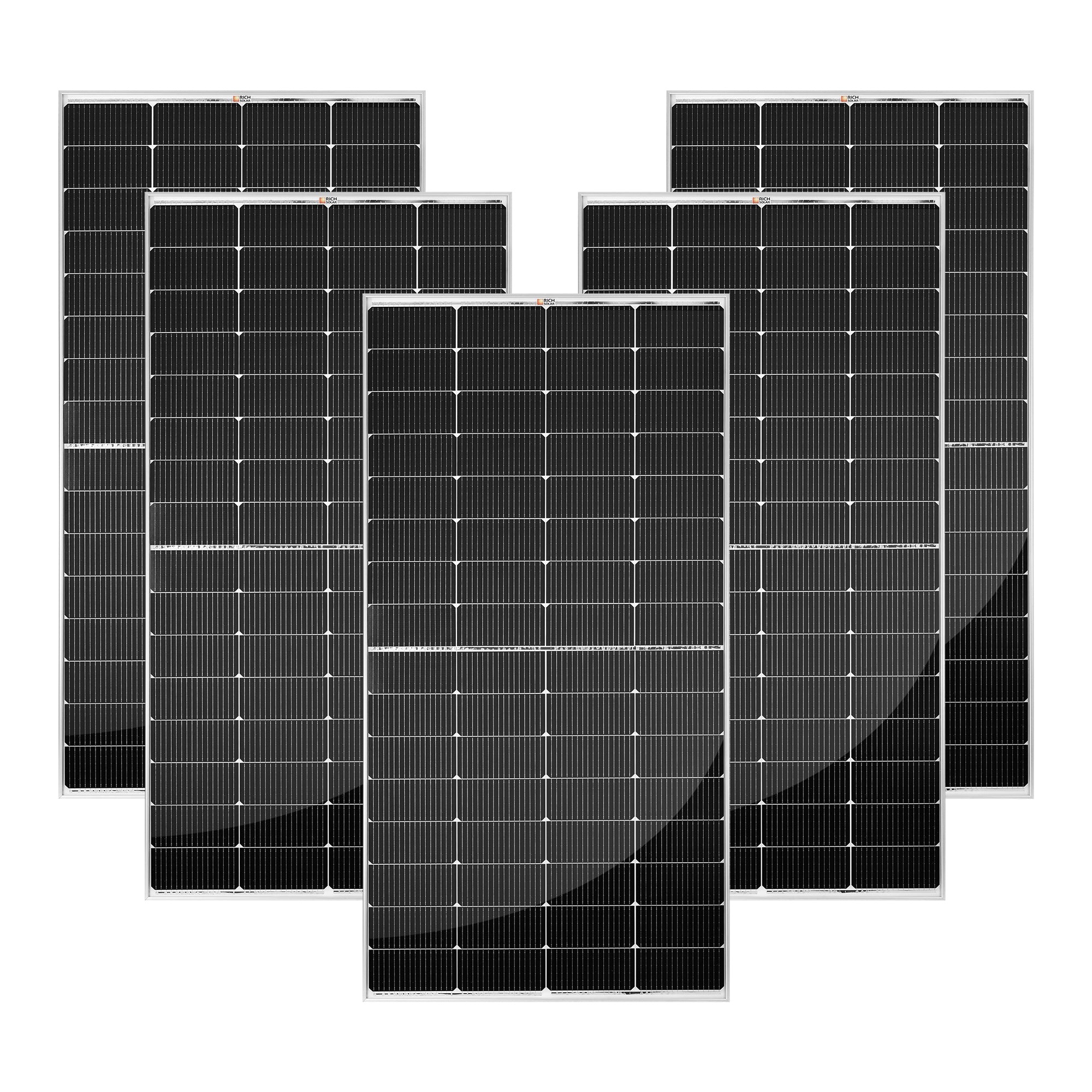 Five Rich Solar MEGA 250W solar panels for 1250W solar array