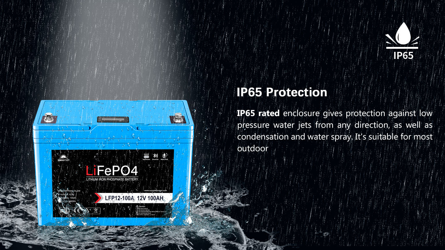 12V 100AH LiFePO4 Deep Cycle Lithium Battery / Bluetooth /Self-heating / IP65