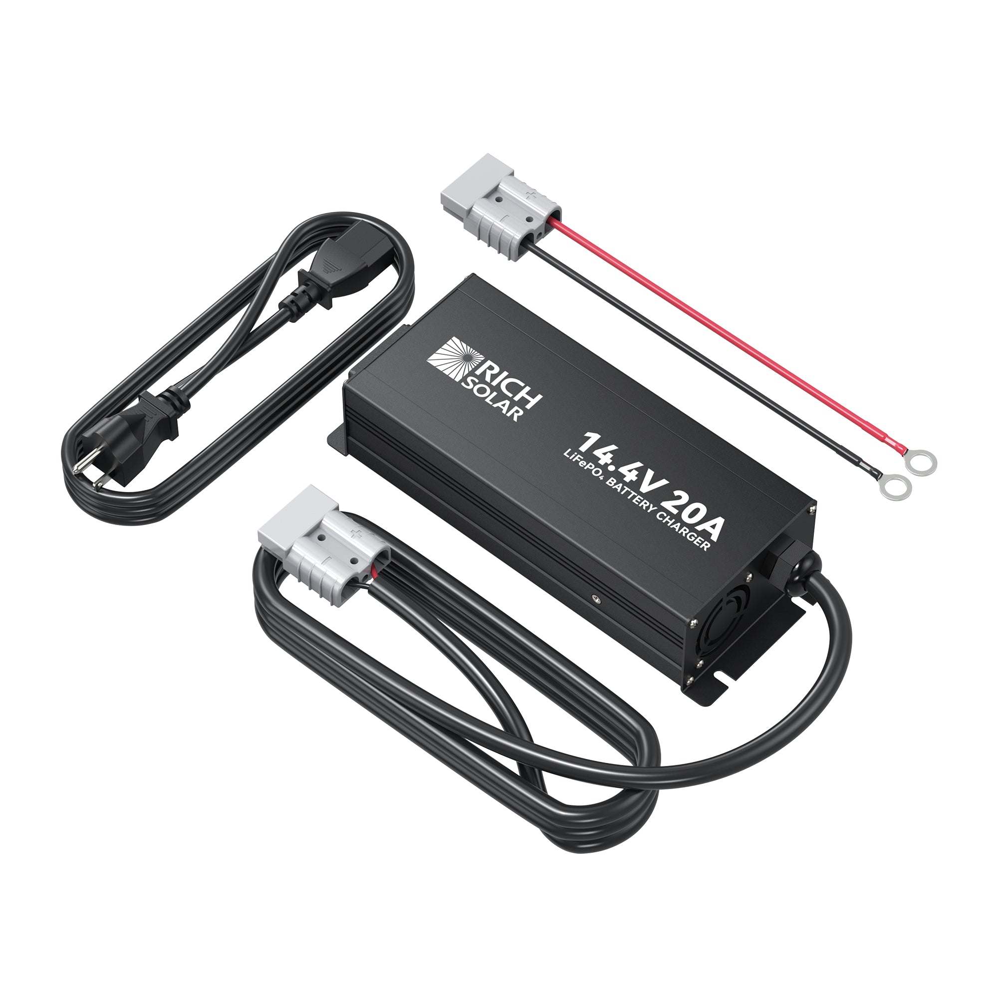 Rich Solar RS-BC12V20 12V 20A LiFePO4 battery charger with Anderson connector and charging leads
