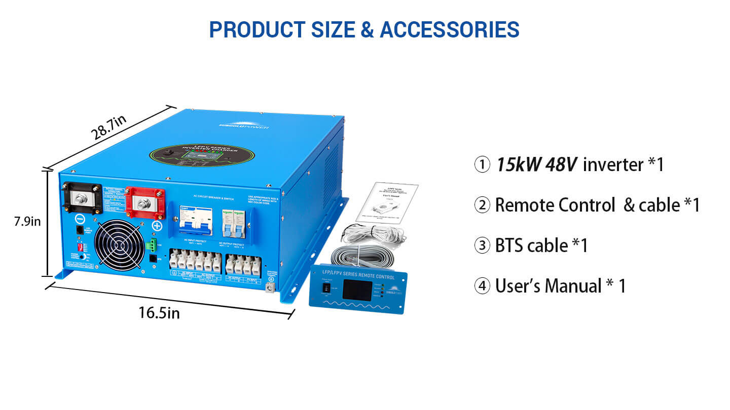 15kw 48v split phase inverter AC input 240V AC output 120V/240V (without MPPT)
