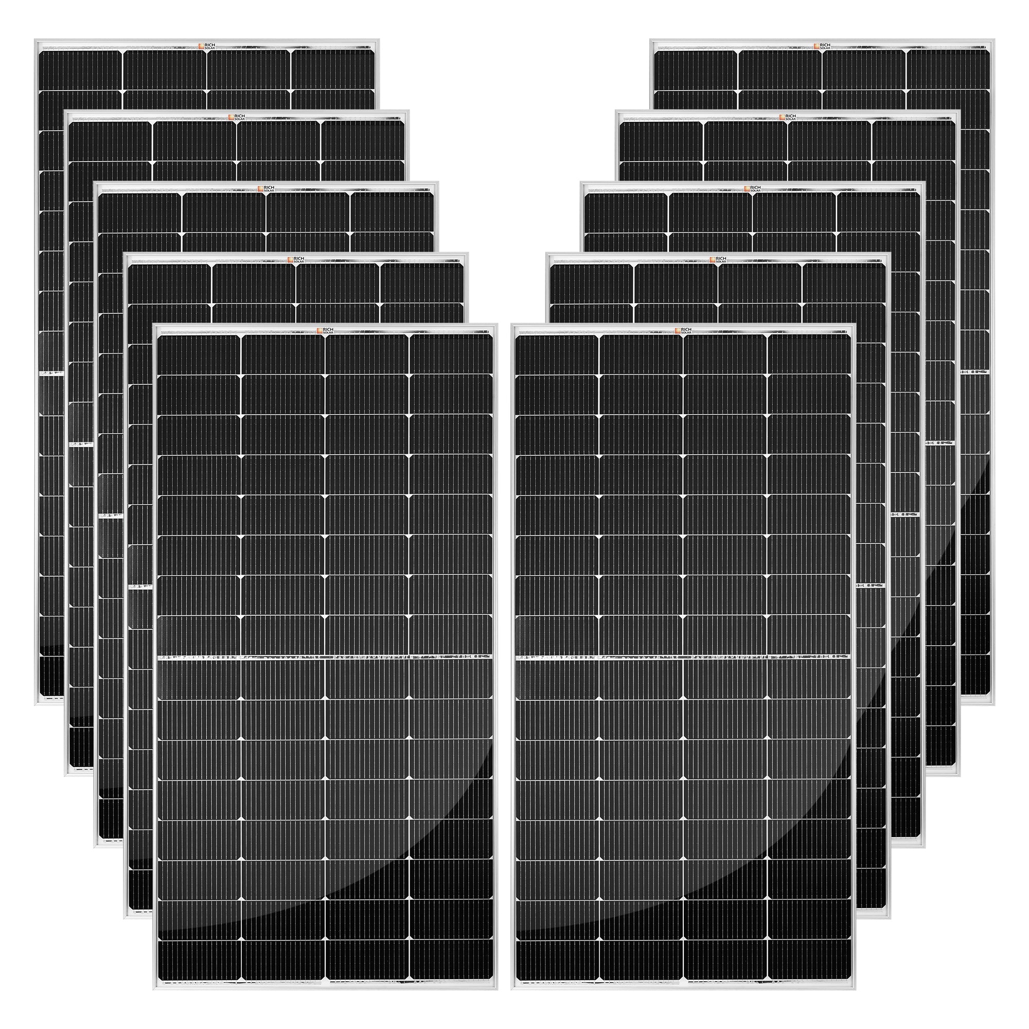 10 Rich Solar MEGA 250W solar panels for a total 2500W solar array