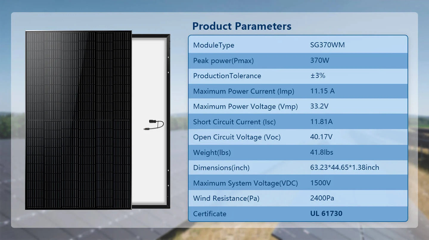 370W MONO BLACK PERC SOLAR PANEL FULL PALLET (32 PANELS)