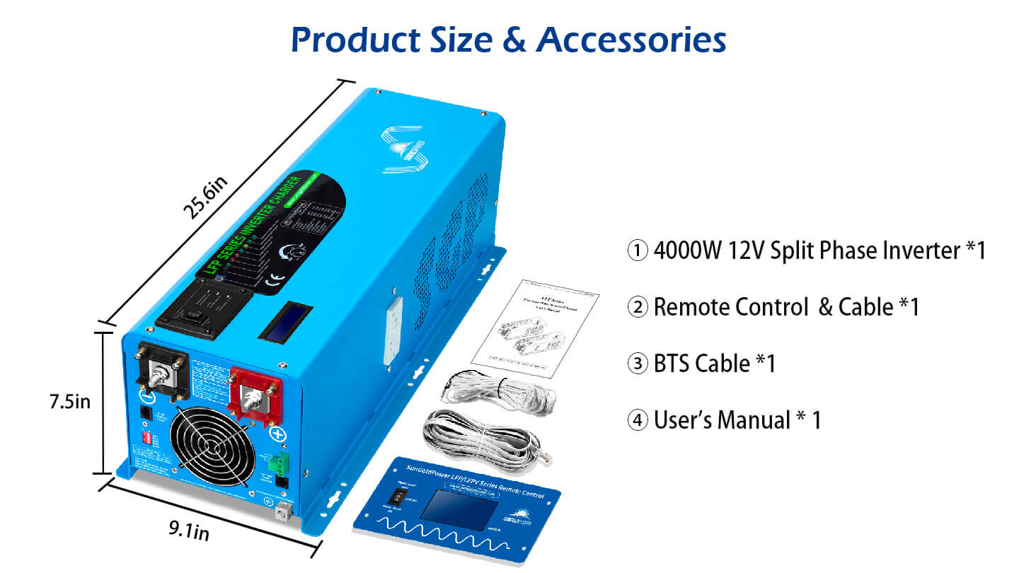 Low Frequency Inverter 4000W-DC12V (split phase) AC input 240V AC output 120V and 240V