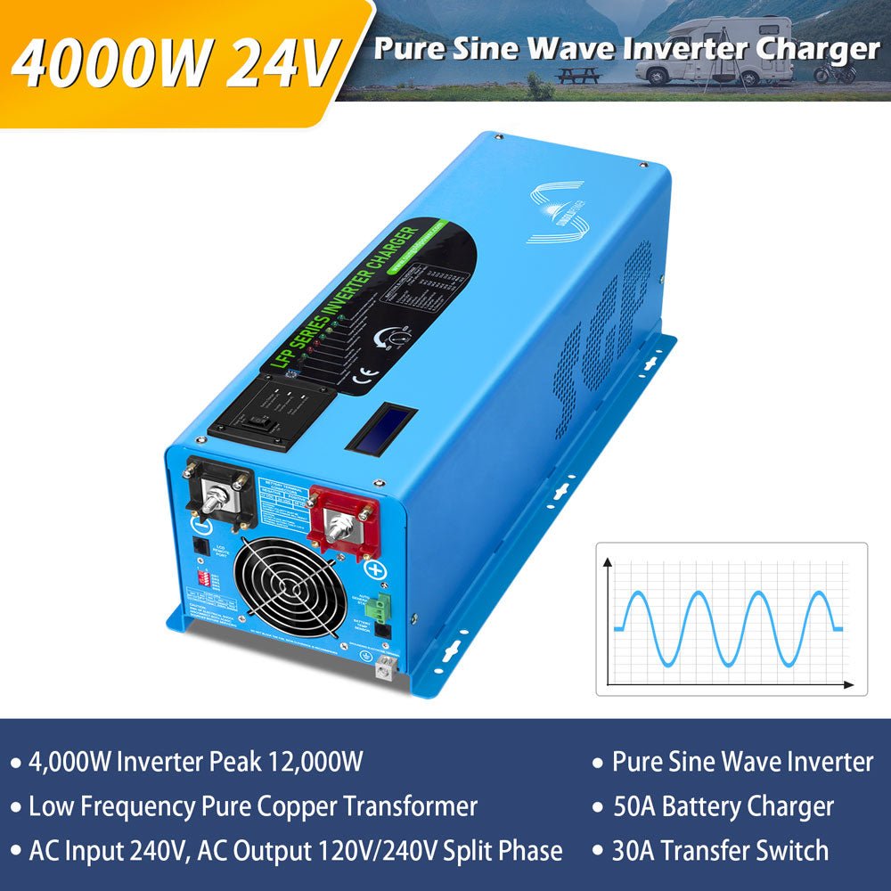 Low Frequency Inverter 4000W-DC24V (split phase) AC input 240V AC output 120V and 240V