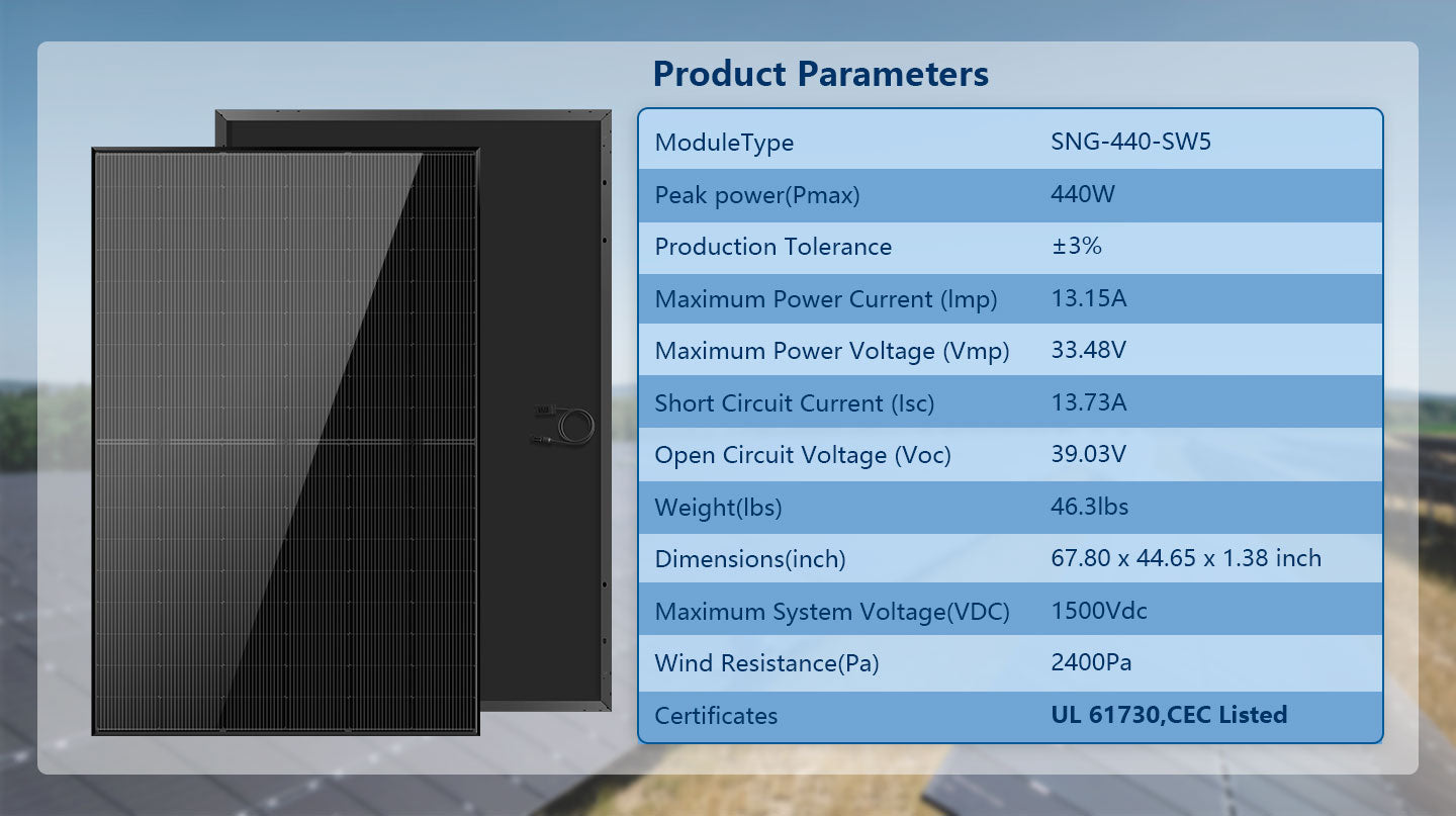 440W Mono Black N-Type Solar Panel