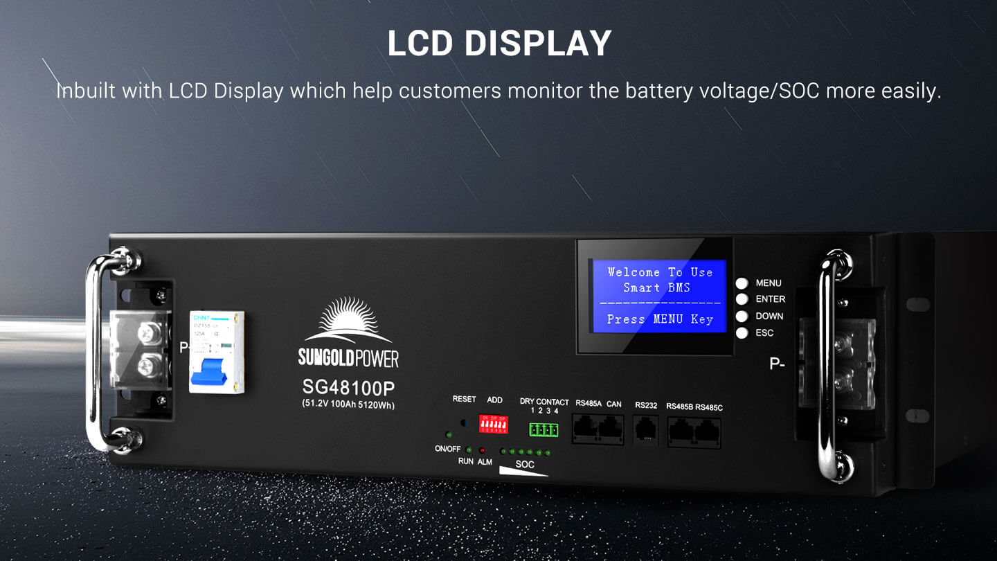 51.2V 100AH SERVER RACK LIFEPO4 LITHIUM BATTERY SG48100P