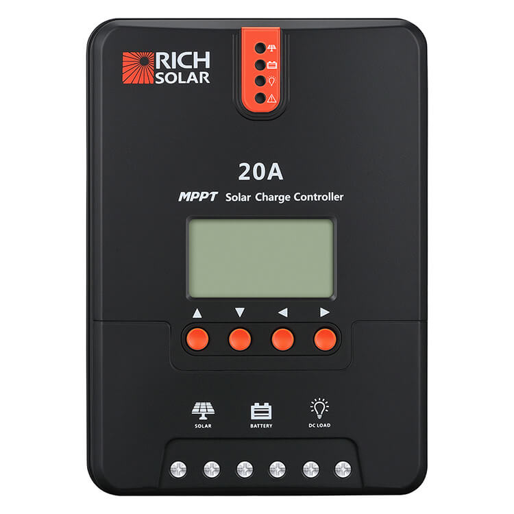 Rich Solar 20A MPPT solar charge controller included in the RS-K502 50 Watt Solar Kit