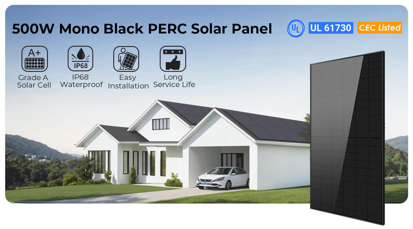500W MONO BLACK PERC SOLAR PANEL FULL PALLET (32 PANELS)