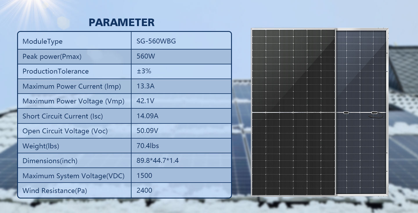 560 WATT BIFACIAL PERC SOLAR PANEL FULL PALLET (32 PANELS)