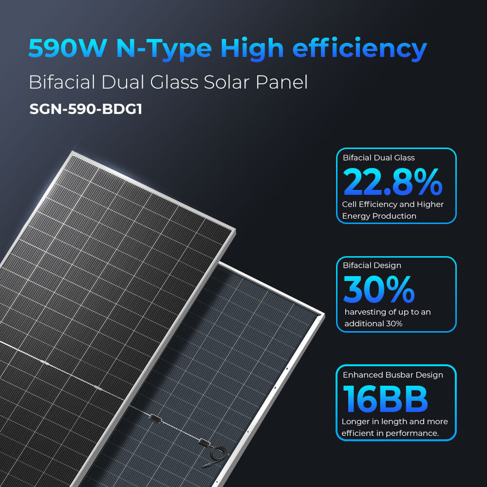 590 Watt Bifacial N-Type Monocrystalline Solar Panel