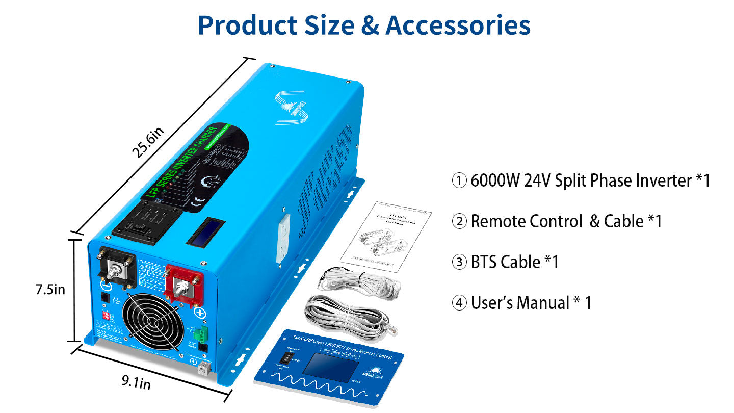 Low Frequency Inverter 6000W-DC24V (split phase) AC input 240V AC output 120V and 240V