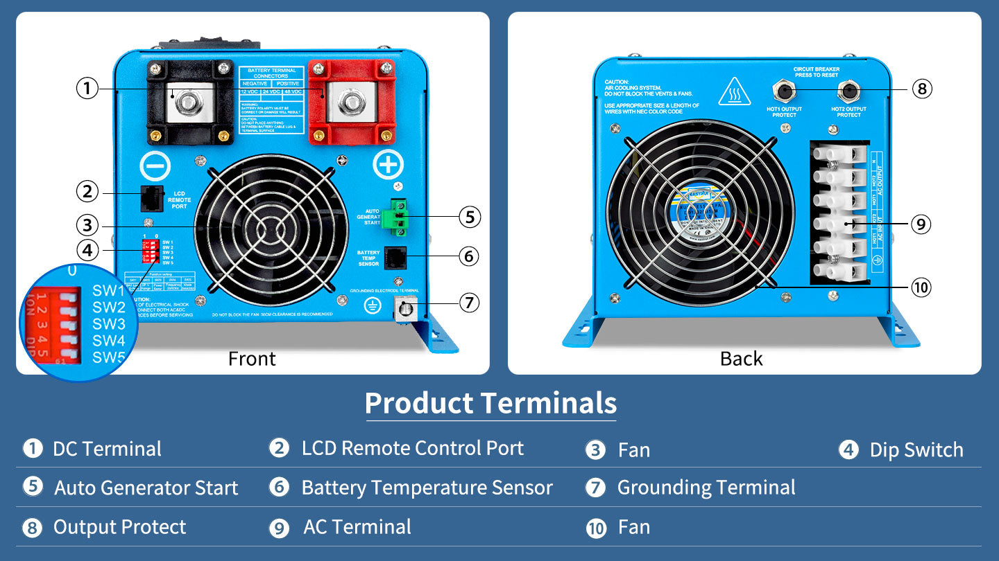 Low Frequency Inverter 6000W-DC24V (split phase) AC input 240V AC output 120V and 240V