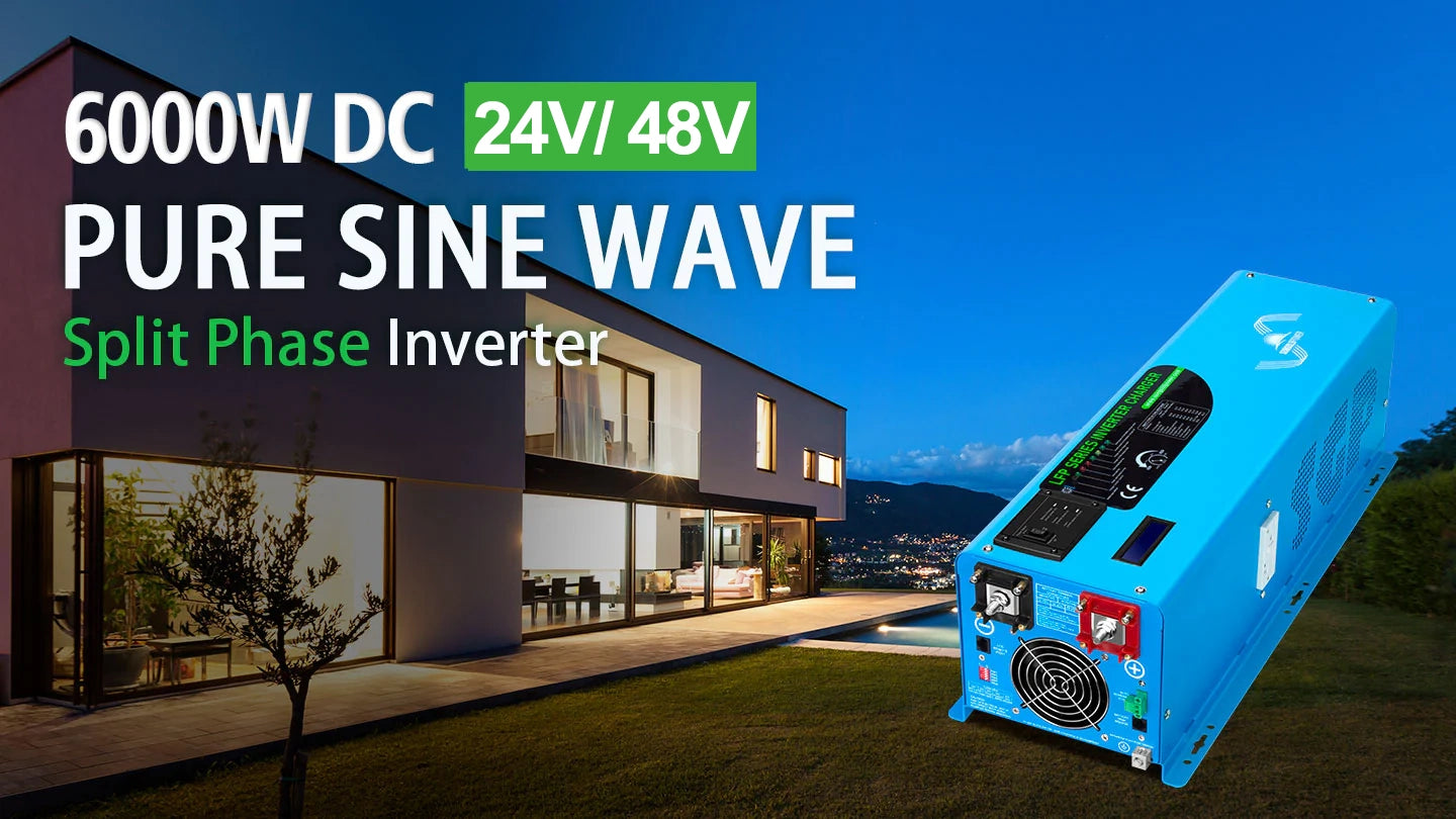 Low Frequency Inverter 6000W-DC48V (split phase) AC input 240V AC output 120V and 240V