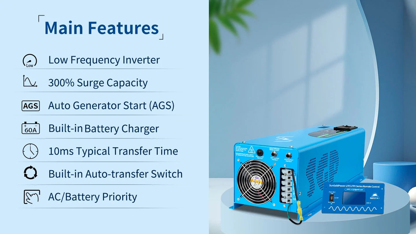 Low Frequency Inverter 6000W-DC48V (split phase) AC input 240V AC output 120V and 240V