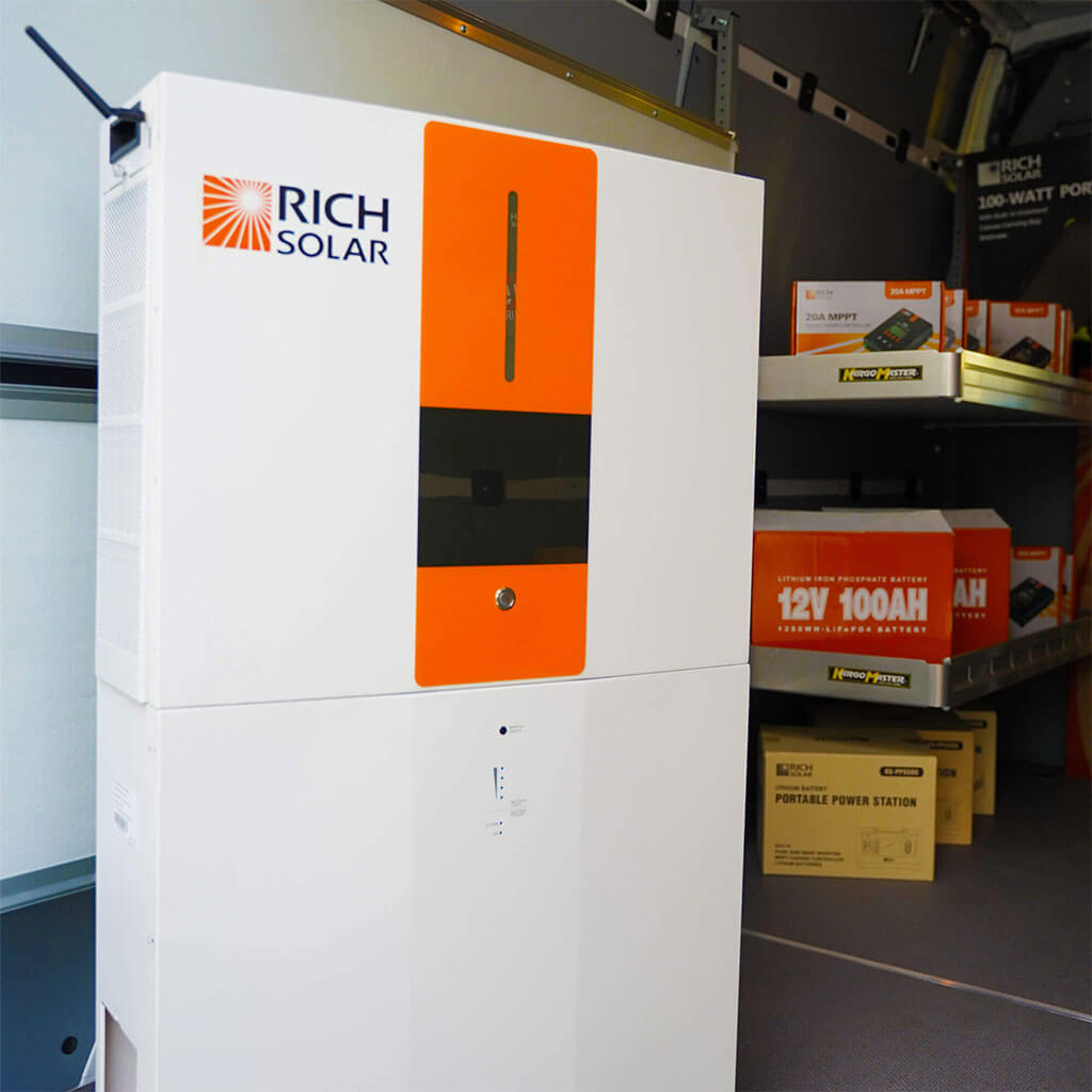 Rich Solar RS-A10 all-in-one energy storage system installed in a utility space