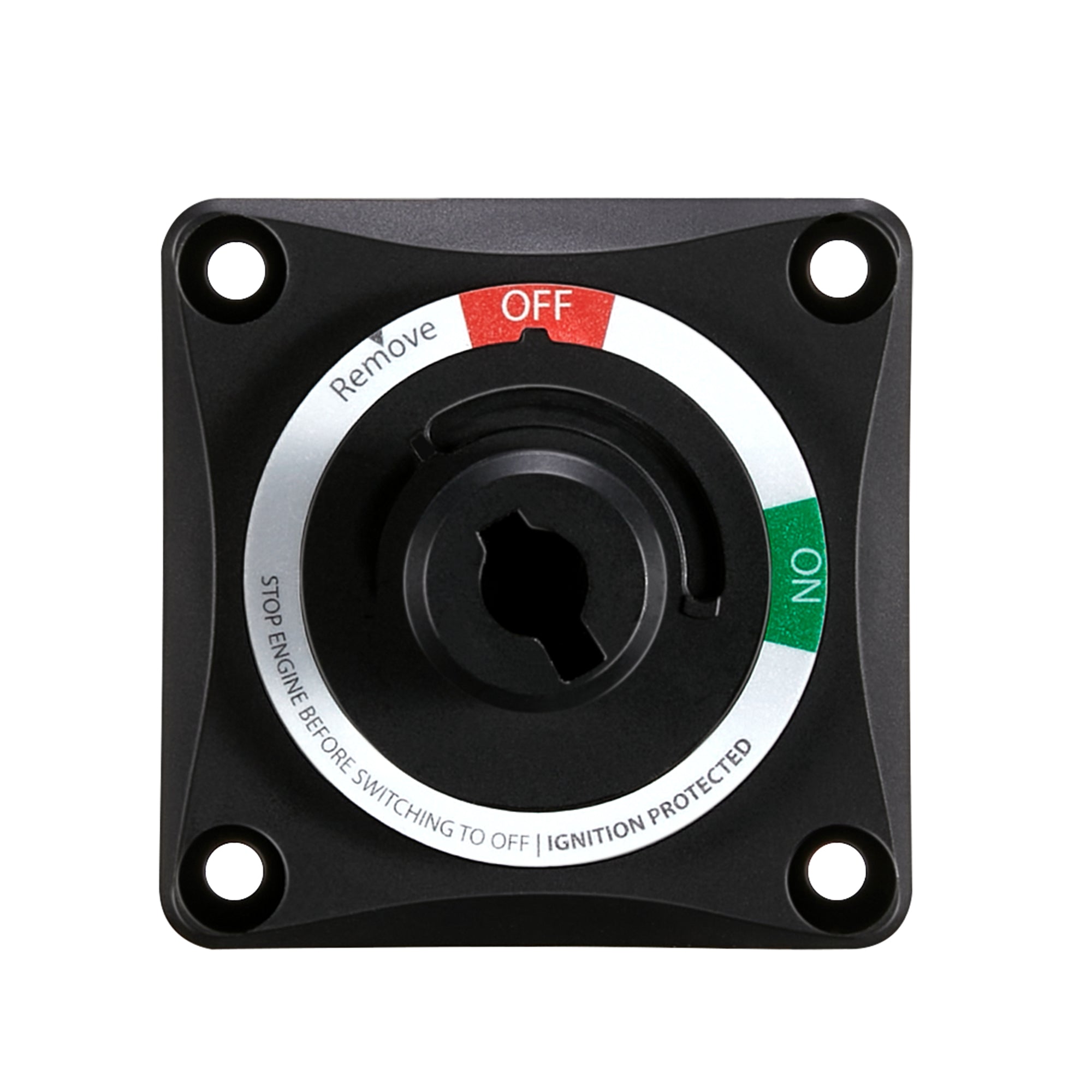 Top view of Rich Solar RS-BS275 battery switch with removable knob and on off markings