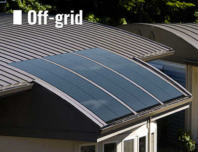 CIGS flexible solar panels on an off-grid roof