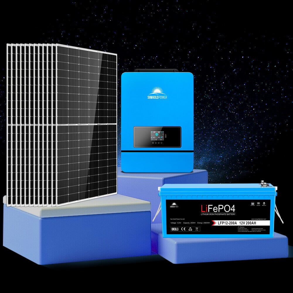 Complete off Grid Solar Kit 8000W 48V 120V/240V output 10.24KWH Lithium Battery 5400 Watt Solar Panel SGK-8MAX
