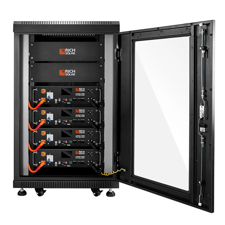 Rich Solar ALPHA 5 PRO server rack lithium battery bank component of off-grid kit