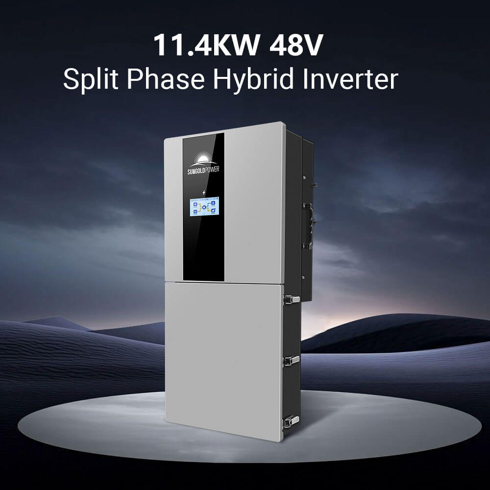 Hybrid Solar Kit 11.4KW 48V Split Phase 20.48KWH Lithium Battery 16 X 450 Watt Solar Panel SGH-11N2E