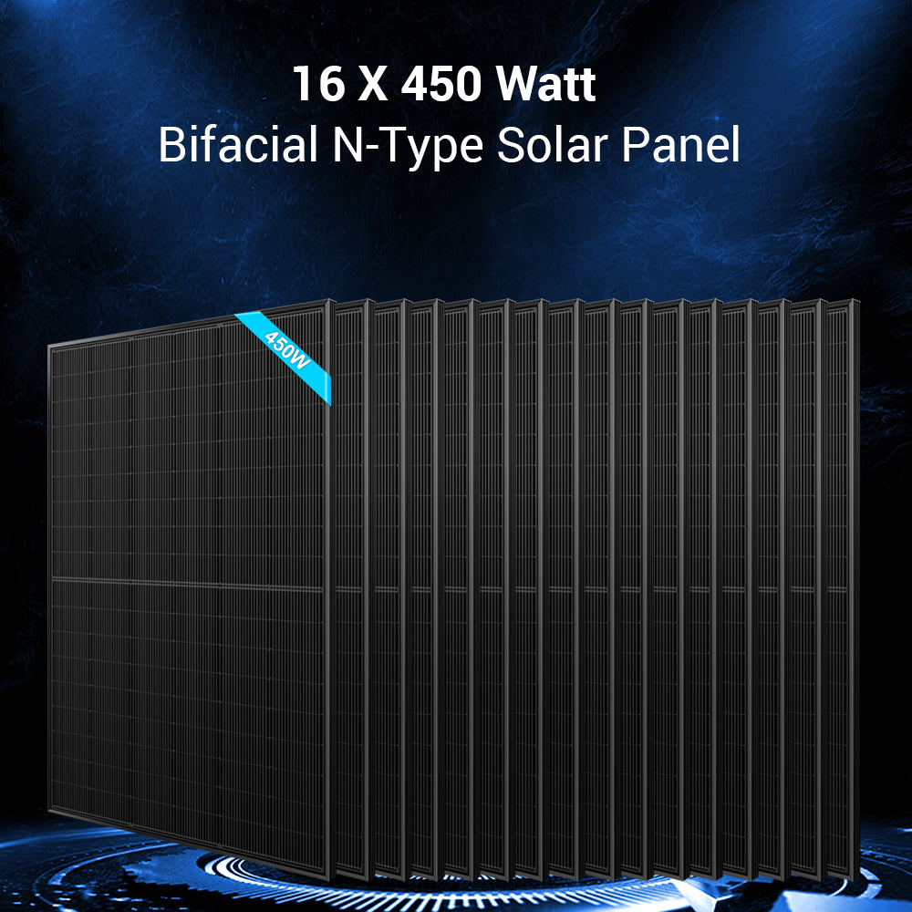 Hybrid Solar Kit 11.4KW 48V Split Phase 20.48KWH Lithium Battery 16 X 450 Watt Solar Panel SGH-11N2E
