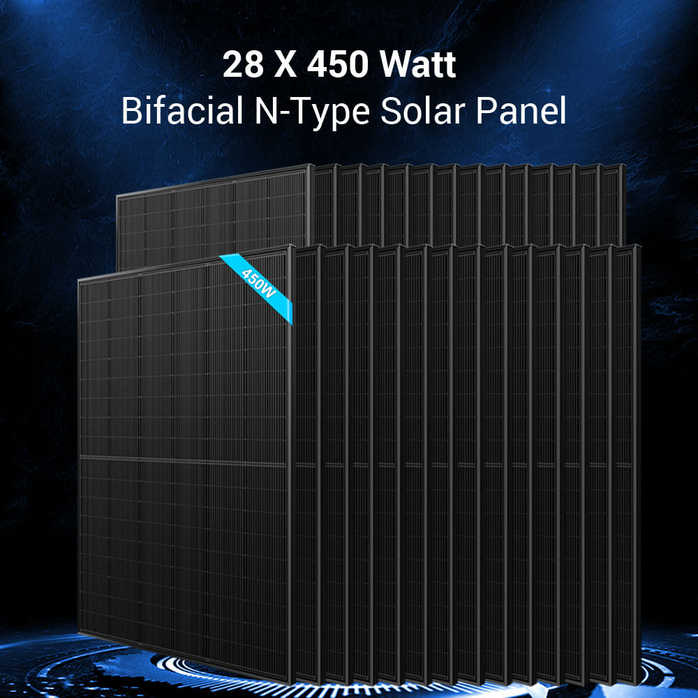 Hybrid Solar Kit 11.4KW 48V Split Phase 30.72KWH Lithium Battery 28 X 450 Watt Solar Panel SGH-11N3E