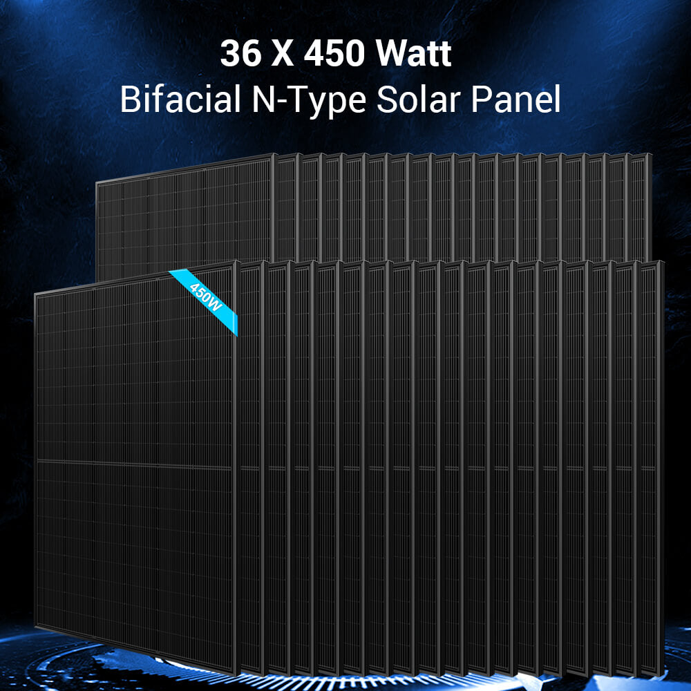 Hybrid Solar Kit 11.4KW 48V Split Phase 51.2 KWH Lithium Battery 36 X 450 Watt Solar Panel SGH-11N5E