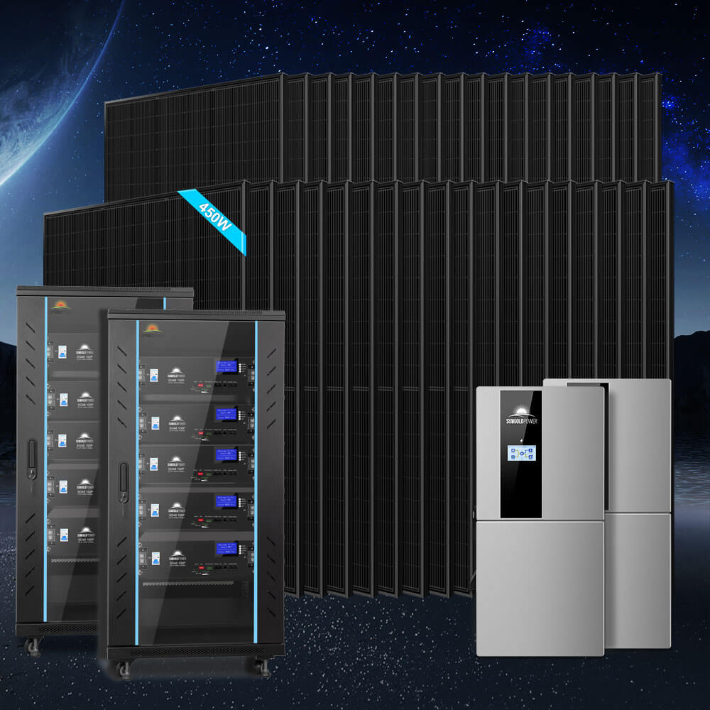 Hybrid Solar Kit 11.4KW 48V Split Phase 51.2 KWH Lithium Battery 36 X 450 Watt Solar Panel SGH-11N5E