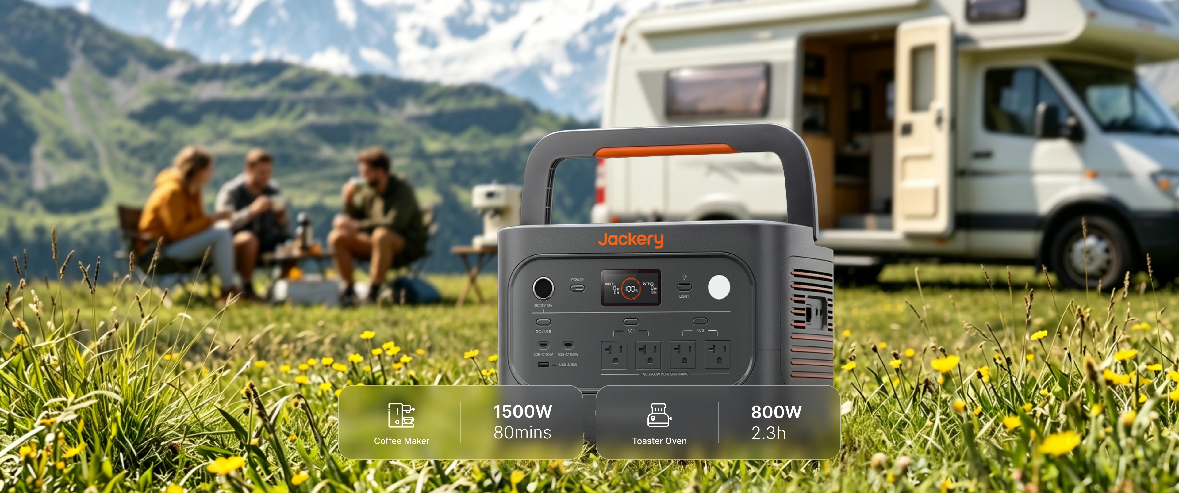 Jackery HomePower 2000 Plus v2 used near an RV