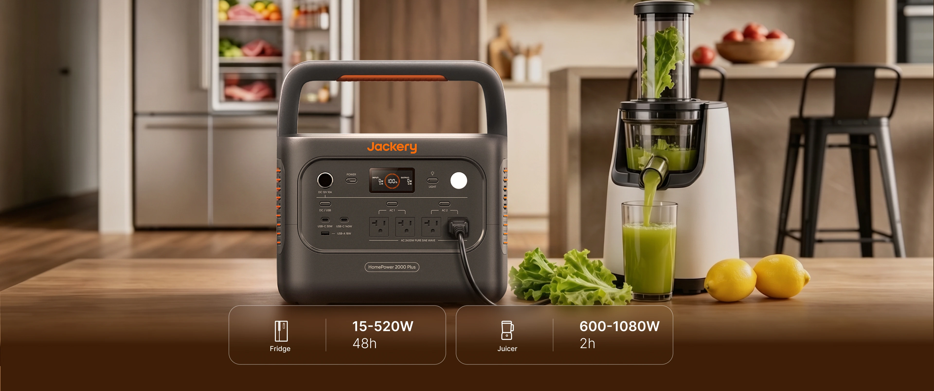 Jackery HomePower 2000 Plus v2 powering kitchen appliances