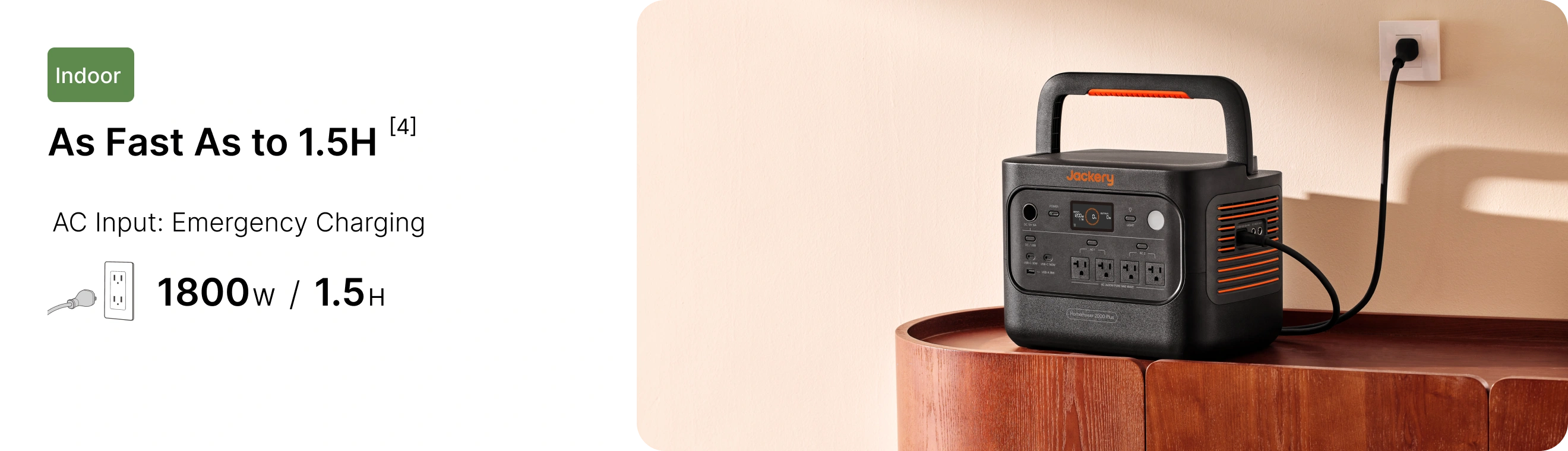 Jackery HomePower 2000 Plus v2 wall charging example