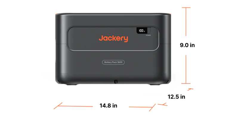 Jackery Battery Pack 3600 dimensions diagram