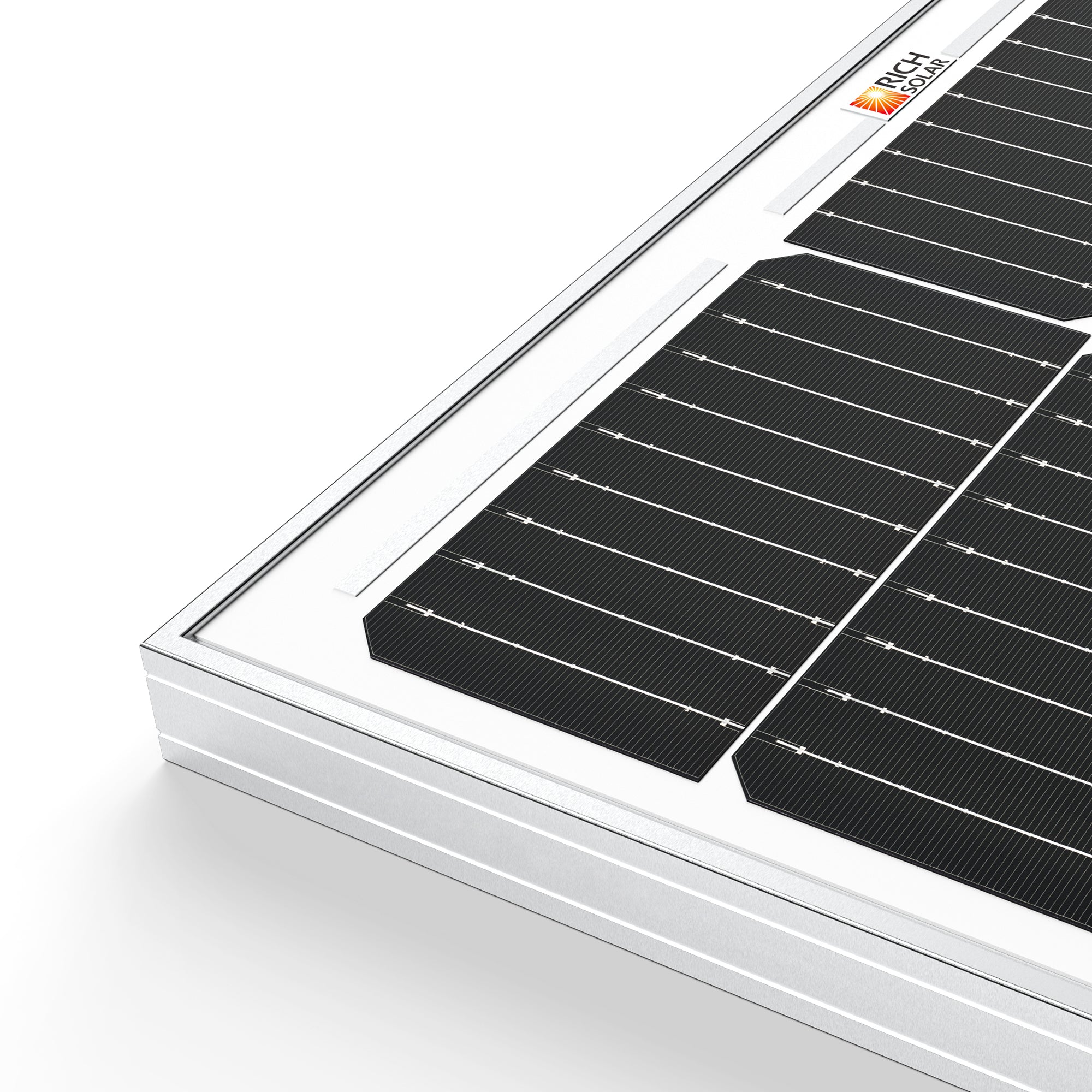 Rich Solar MEGA 100 monocrystalline cell surface close up