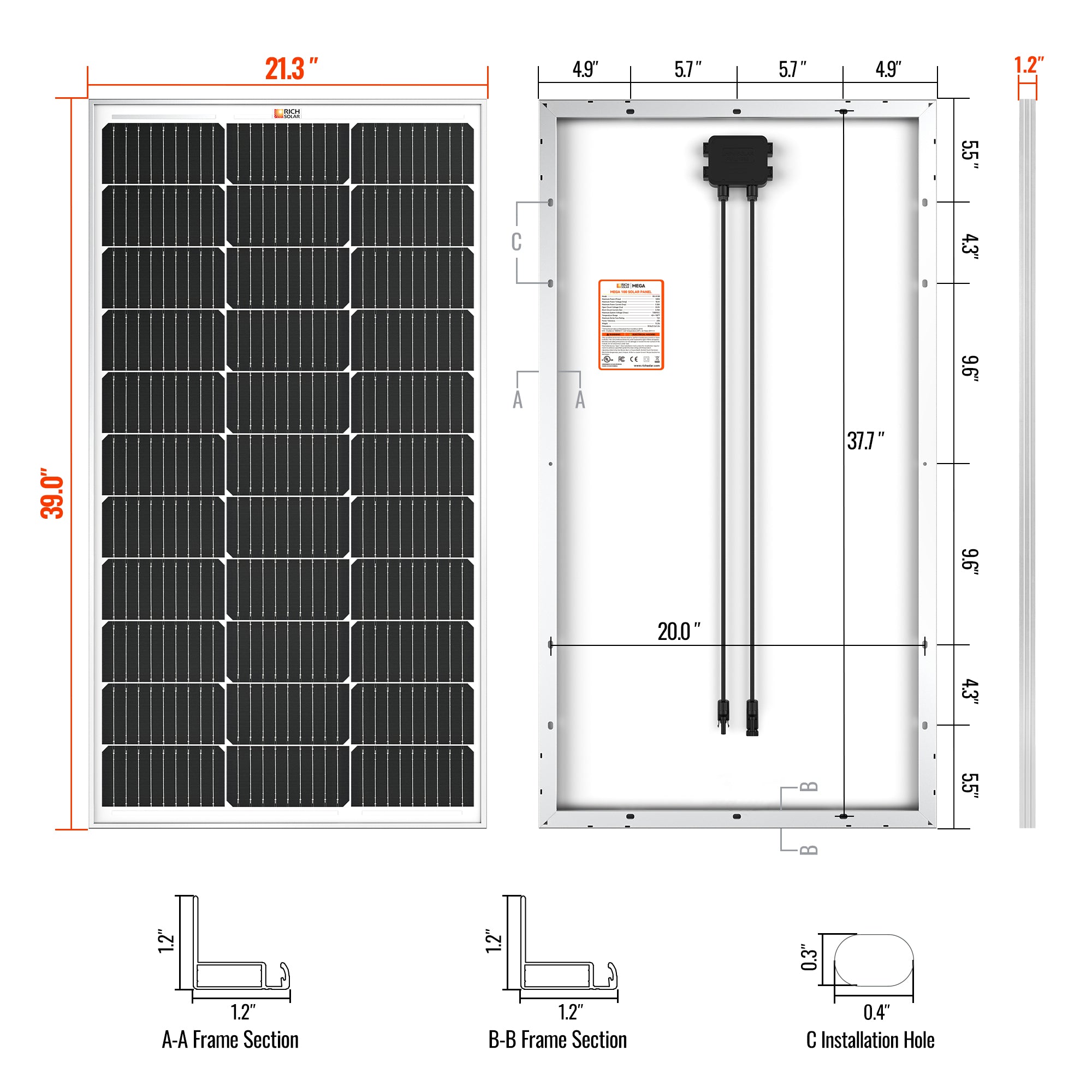 Rich Solar MEGA 100 full panel view outdoor installation