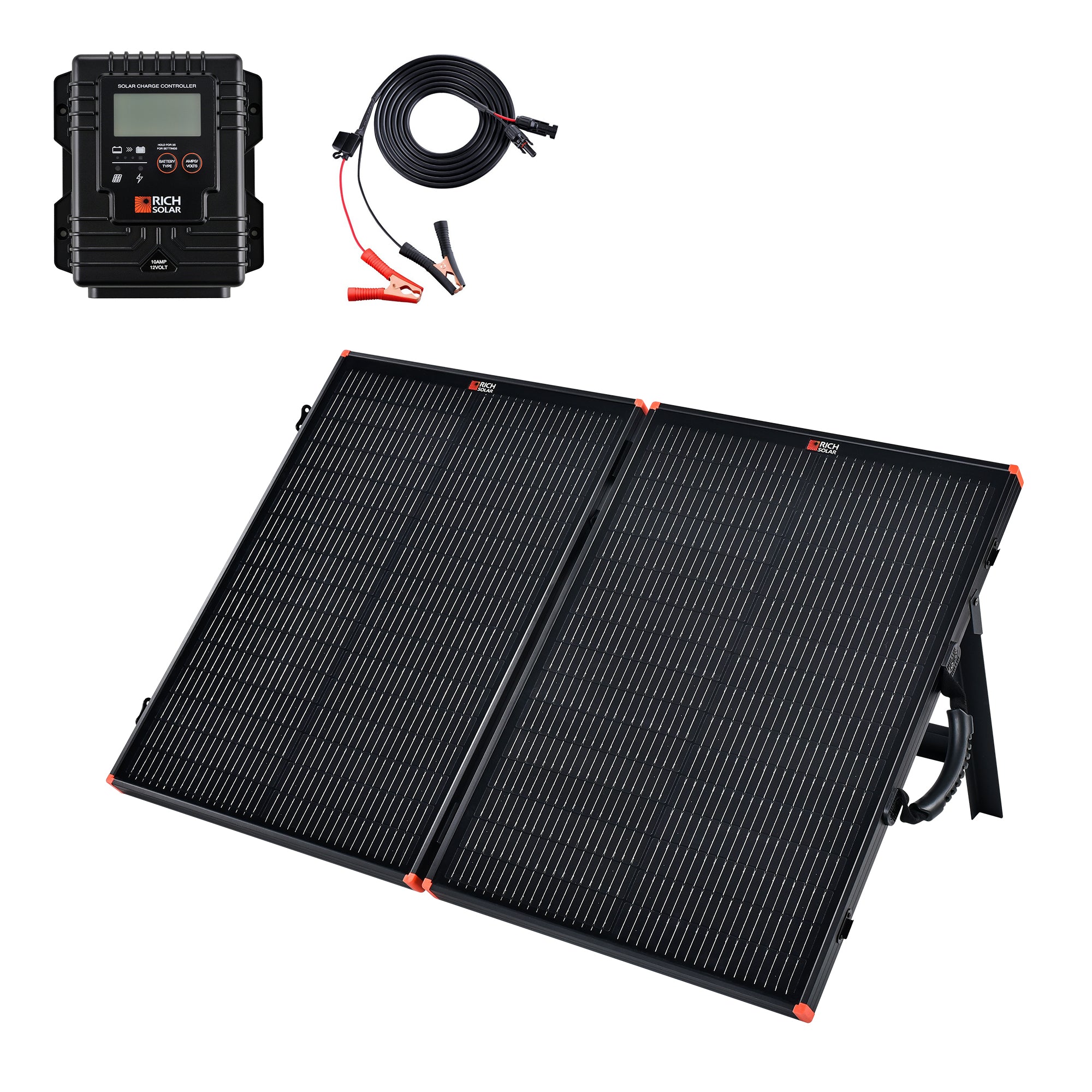 Rich Solar MEGA 100 Portable Briefcase Charging Kit 100W 12V complete solar kit with charge controller