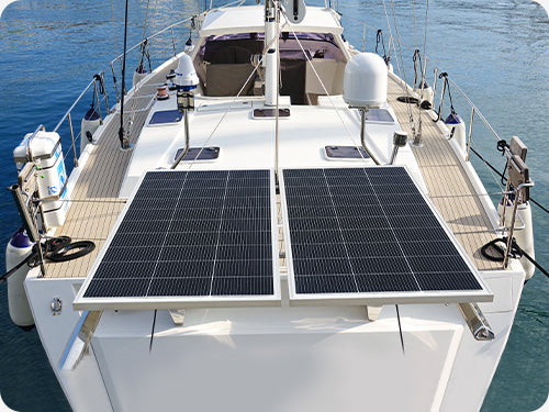 MEGA 130 SLIM solar panel on boat gunwale marine install
