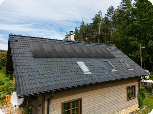 MEGA 200 PRO FLEX on off-grid cabin roof