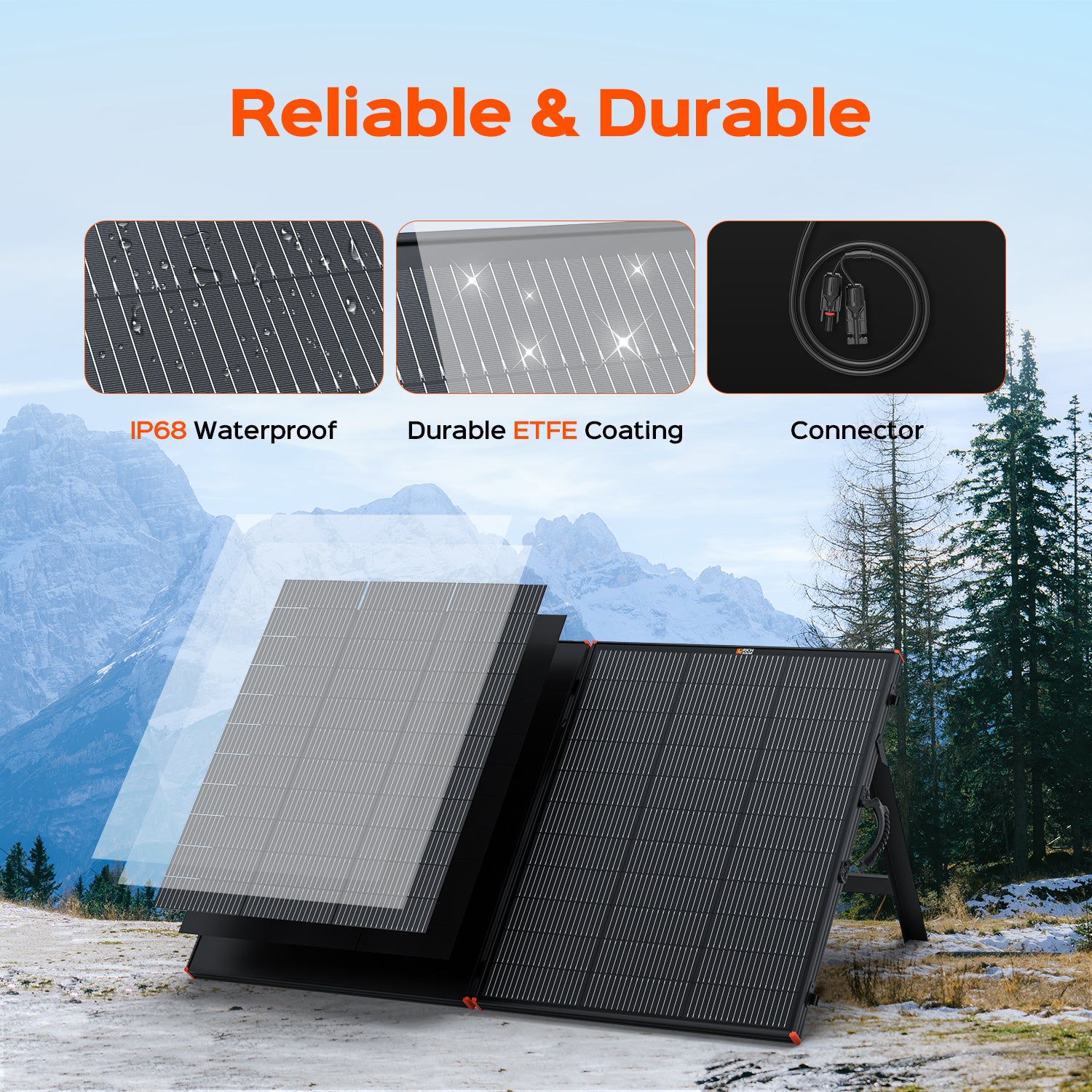 Rich Solar MEGA 200 Briefcase tempered glass monocrystalline cell detail