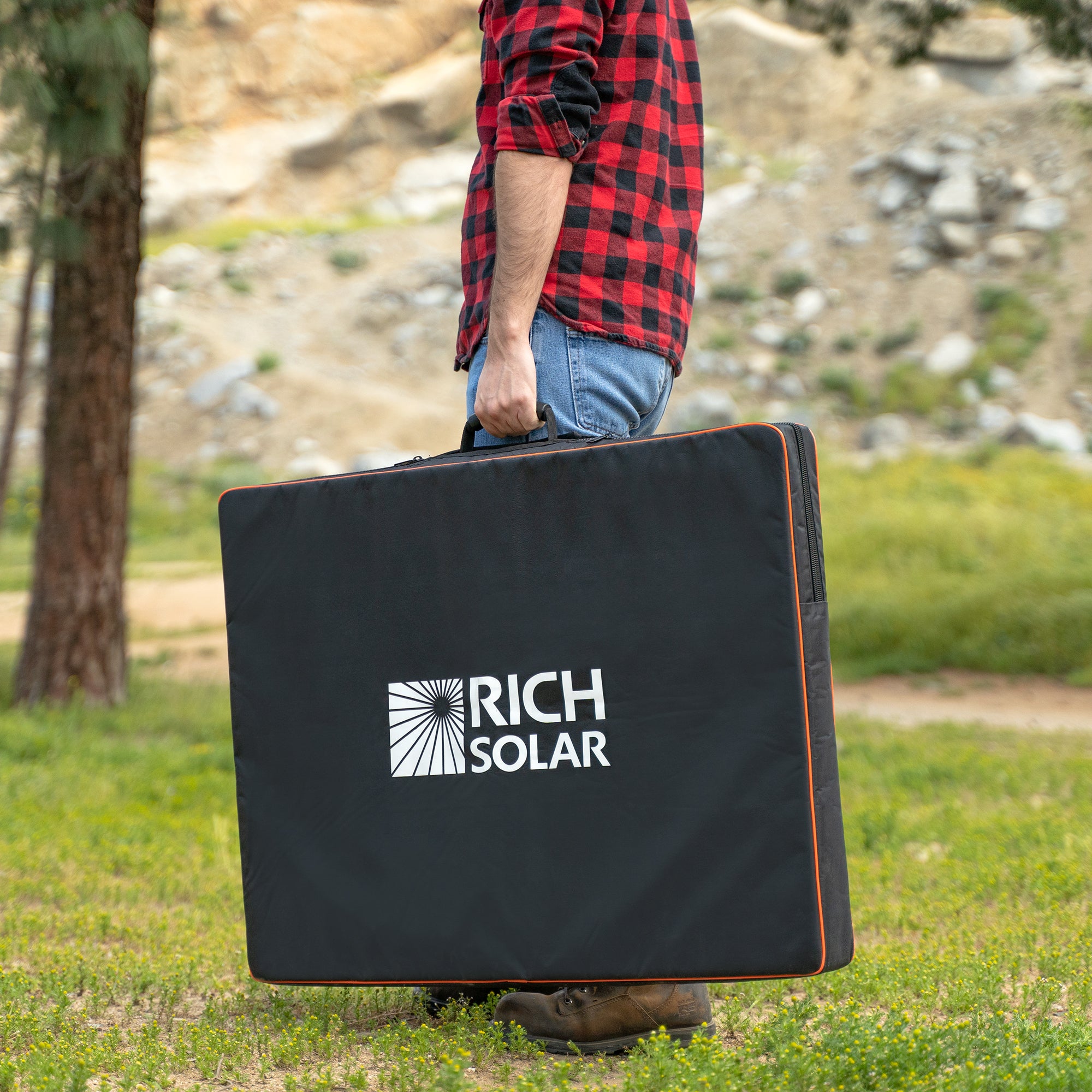 MEGA 200 Briefcase panel in outdoor off-grid setting