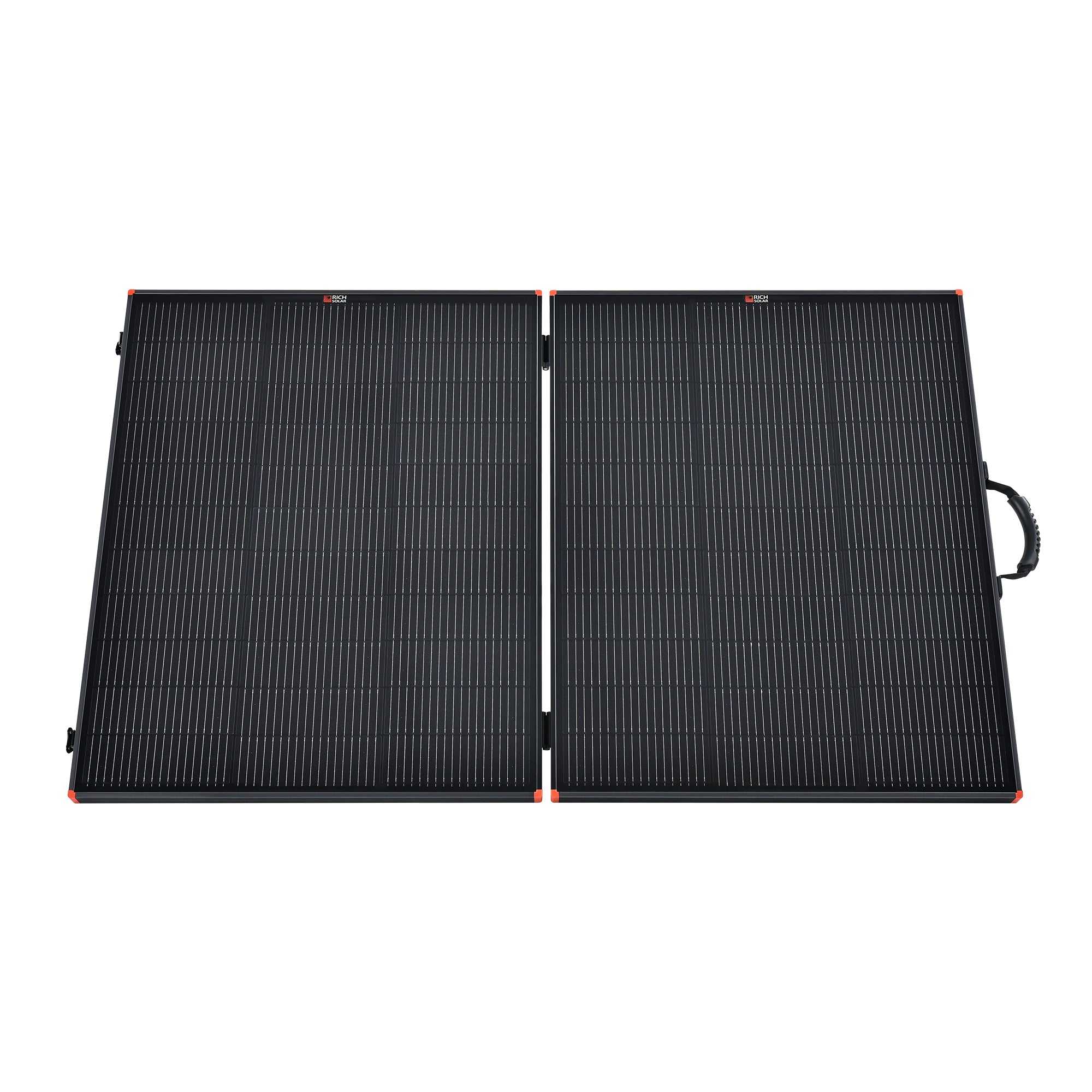 Rich Solar MEGA 200 Briefcase deployed outdoors full panel view
