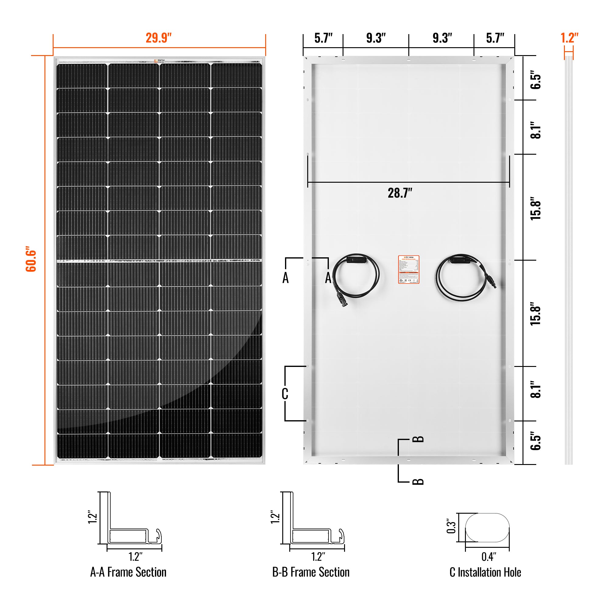 Rich Solar MEGA 250 solar panel installed on RV roof