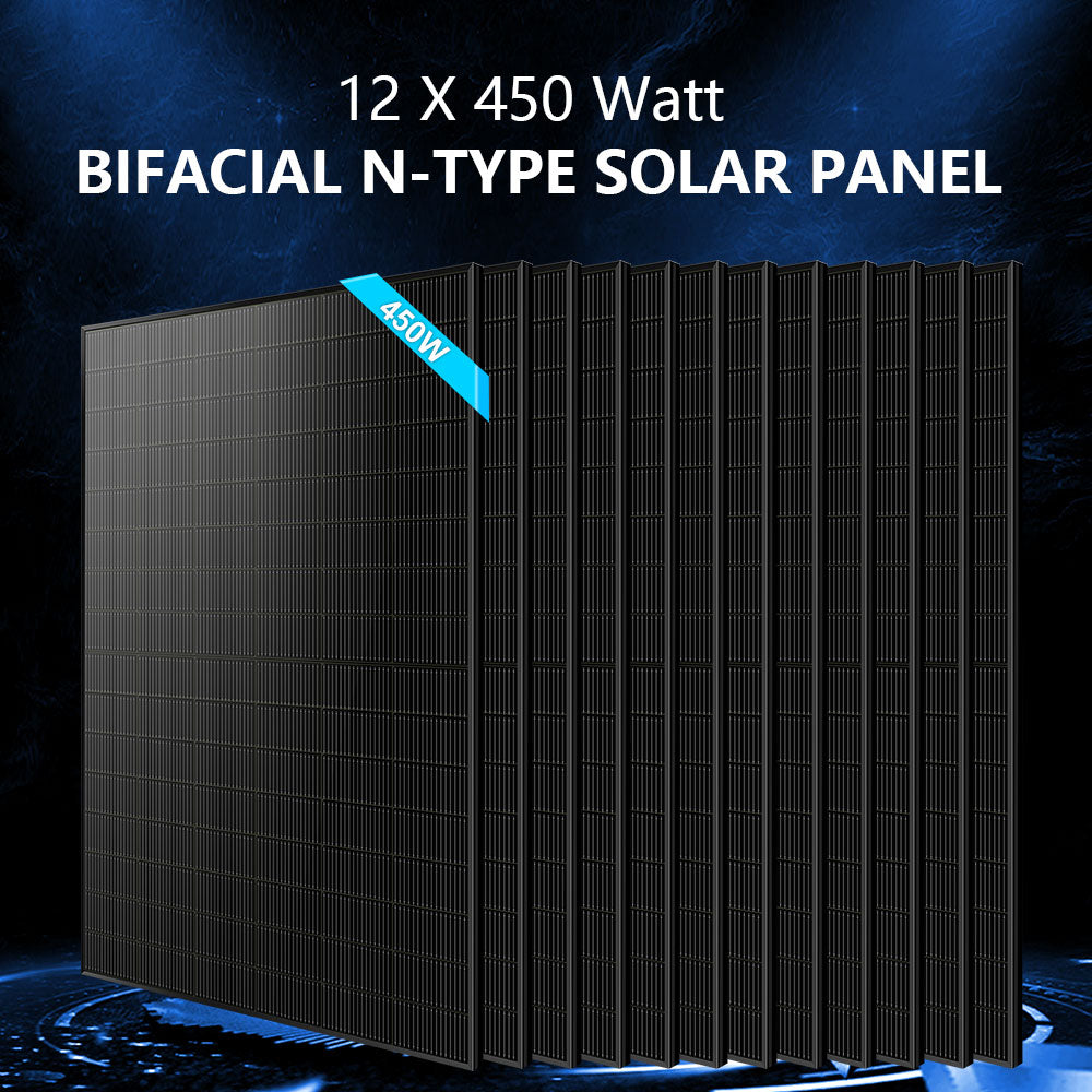 Off-Grid Solar Kit 10KW 48VDC 120V/240V LiFePO4 20.48KWH Lithium Battery 12 X 450 Watts Solar Panels SGR-10K20E