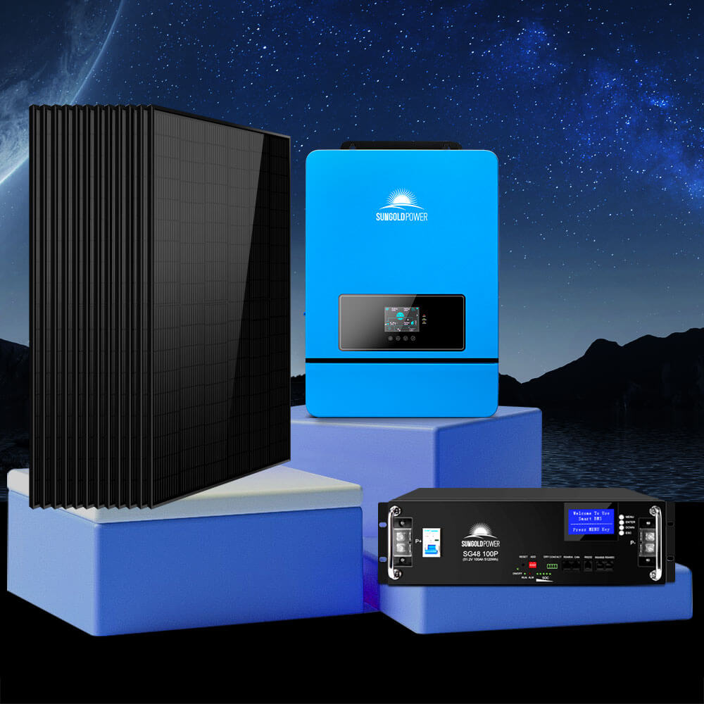 OFF GRID SOLAR KIT 12 X 415 WATTS SOLAR PANELS 4 X 5.12KWH LITHIUM BATTERY 8000W SOLAR INVERTER 48VDC 120V/240V SGM-8K20