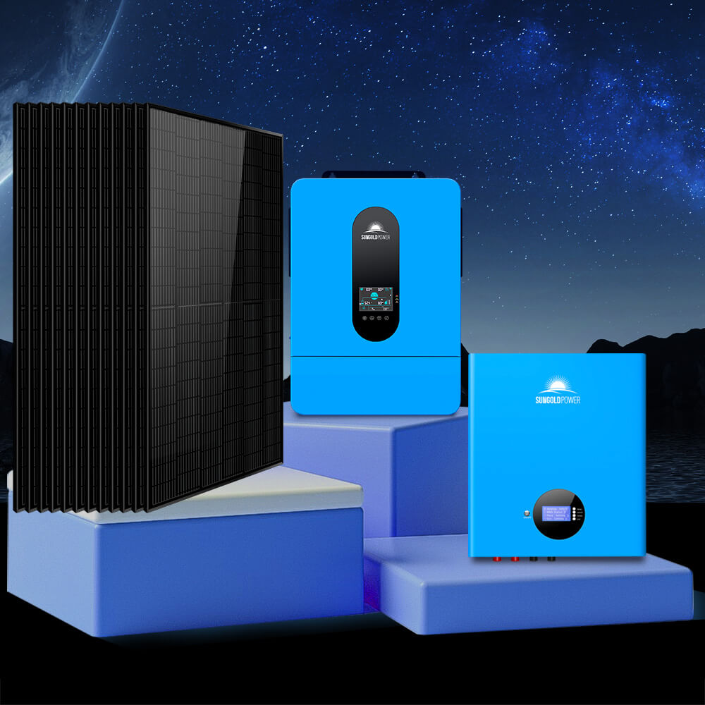Off-Grid Solar Kit 13000W 48VDC 120VAC/240V 20.48KWH PowerWall Lithium Battery 12 X 370 Watts Solar Panels SGM-1320M
