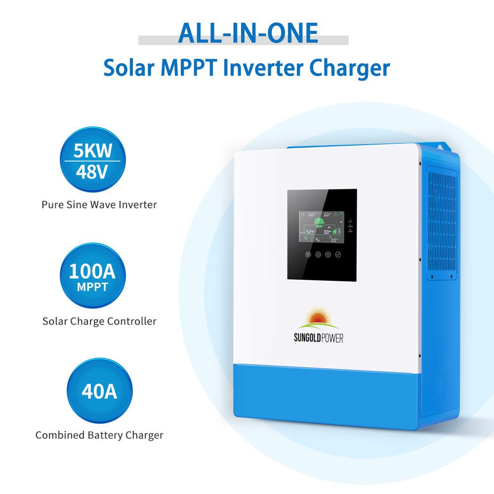 Off-Grid Solar Kit 5000W 48VDC 120V 10.24KWH PowerWall Lithium Battery 6 X 370 Watts Solar Panels SGM- 5K10M