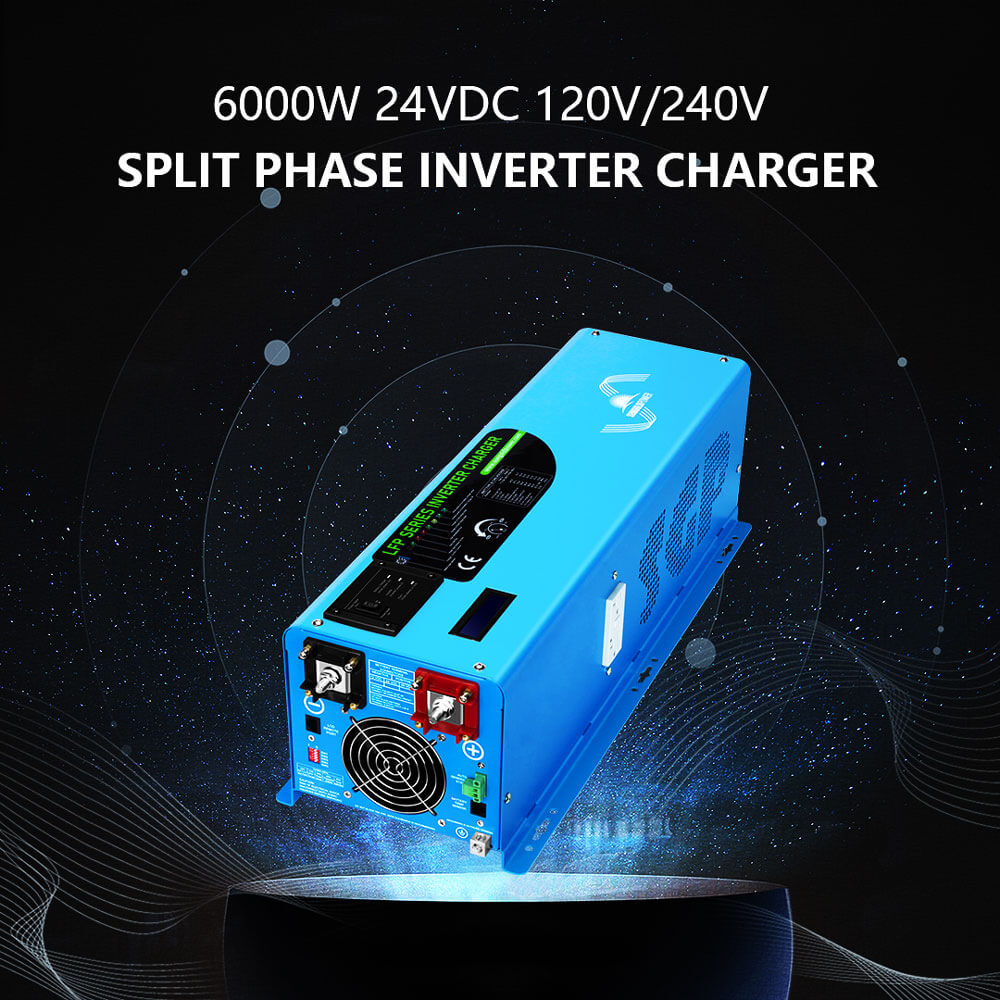 Off Grid Solar Kit 6000W 24VDC 120V/240V LiFePO4 10.24KWH Lithium Battery 6 X 370 Watt Solar Panels SGK- PRO62