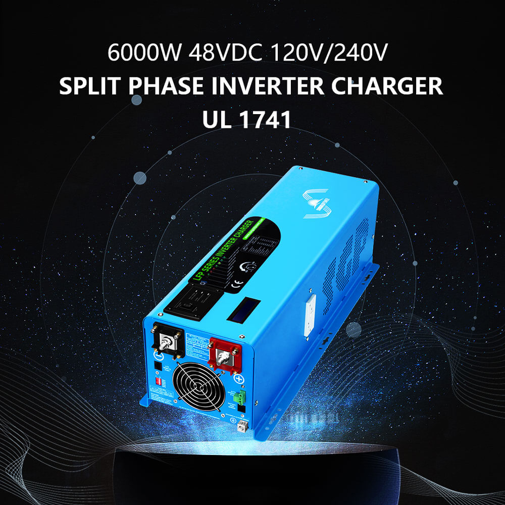Off Grid Solar Kit 6000W 48VDC 120V/240V LifePO4 10.24KWH Lithium Battery 6 X 370 Watt Solar Panels SGK- PRO64